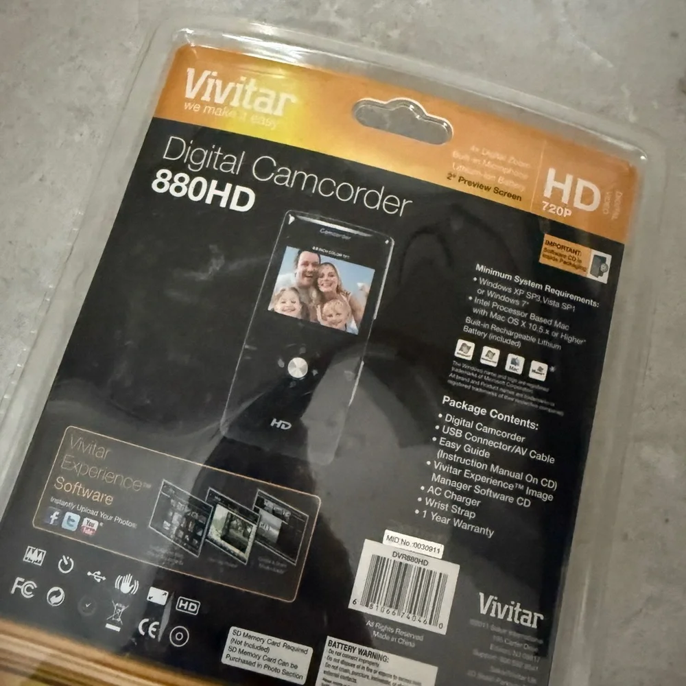 New sealed Vivitar Black DVR 410 HD Digital Video Camcorder camera 4x zoom